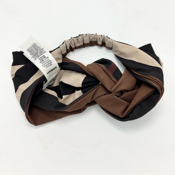 CHEVRON CHECK STRETCH JERSEY HEADBAND IN DARK BIRCH BROWN - Picture 2 of 2